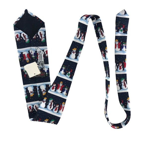Yule Tie Greetings Polyester Mens Christmas Snowman Tie Multicolor Necktie - Picture 5 of 6